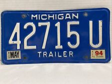 1994 Blue Michigan Trailer License Plate 42715 U picture