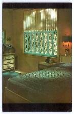 1950-60's MCM CANNON CRAFT FABRIC PANELS BEDROOM INTERIOR ADVERTISING POSTCARD picture