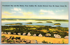 Vintage Postcard ME Bar Harbor Frenchman's Bay Desert Island  Linen ~10644 picture