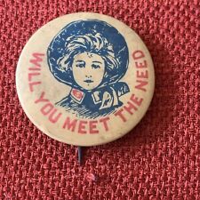 Salvation Army Will You Meet The Need Antique Pin Back picture