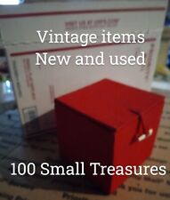  Box 100 RANDOM Old ITEMS MIXED Listed FUN Treasures Miniature Toys Patches Etc picture