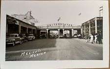 RPPC Mexicali Mexico to US Border Old Cars Real Photo Postcard c1950 picture