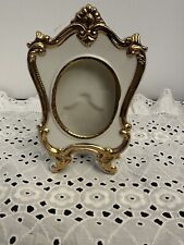 Beautiful Vintage Porcelain White With Gold Vanity Photo Frame  picture