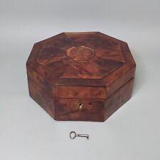 *RARE* Mahogany Octagonal 20th Century Georgian Period Jewelry Box Including Key picture