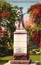 Confederate Monument Abingdon Virginia Vintage Linen Postcard B25 picture