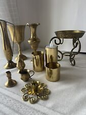 Vintage Mixed Lot Brass items collection Candleholders Vases Miniatures picture