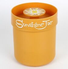 Sunshine Jar Vintage storage canister 5.75 tall with lid Sun orange Circa 1970s picture