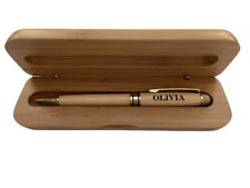Personalized Custom Bamboo Wood Ballpoint Pen with Box Executive Laser Engraved picture