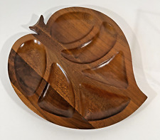 March For MacArthur 1969 Solid American Walnut Leaf Shaped Serving Tray MCM picture