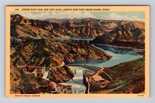 Boise River ID-Idaho, Arrow Rock Dam, Antique, Vintage Souvenir Postcard picture