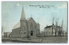 1911 St. Mary's Church Parsonage El Paso Illinois IL Posted Antique Postcard picture