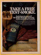 Sir Walter Raleigh Free Test Smoke - Print Ad Poster Promo Art 1977 picture