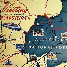 Vintage Allegheny National Forest, PA Postcard Northwestern Pennsylvania Map UNP picture