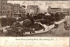San Antonio Texas Alamo Plaza Looking North Horses & Carriages 1907 Pcard J709 picture
