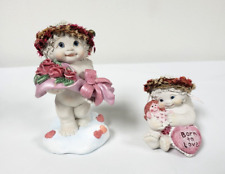 2 Vintage Dreamsicles Figurines Angel Cherubs Born to Love, Roses Retired picture