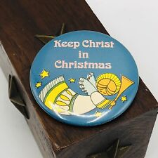 Vtg Keep Christ in Christmas Angel Button Pin Holiday Pinback 1980 Russ Berrie picture