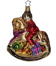 German Inge Glas Christmas Ornament Blown Glass Rocking Horse Boy Toys Large picture