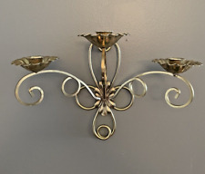 Vintage Brass Wall Hanging 3 Candle Holder 3 Sconce Taper MCM Homco picture