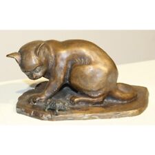 Vintage 20Th Art Deco Bronze Cat Figure Playing with a turtle 16 CM picture