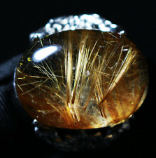 Beautiful Straight Copper Rutilated Quartz Crystal Adjustable Ring  8.6g picture