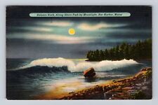 Bar Harbor ME- Maine, Balance Rock, Along Shore Path, Vintage c1952 Postcard picture