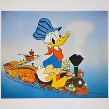 Donald Duck Print Disney Vintage 1973 Lithograph 9x11.5 Locomotive Train Caboose picture