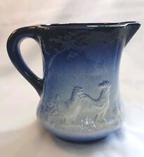 Ironstone 1890 England Cobalt Blue Rooster Chicken Pitcher Vintage England 1890 picture