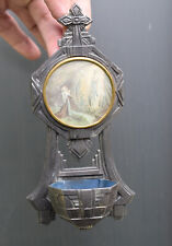 ⭐ antique/vintage French holy water font with image of Lourdes picture