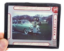 Vintage Magic Lantern Glass Slide 1950 Chevy Styleline Deluxe Car & Woman Flower picture