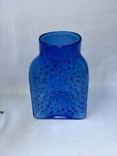 Vintage RARE Blenko?Cobalt Blue Seeded Bubbles Vase - Hand Blown - LARGE picture
