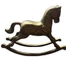 Vintage Heavy Brass Rocking Horse Figurine Solid 7x5” picture