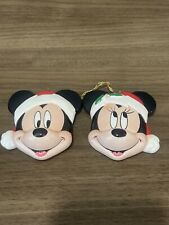 Vintage 1990'S Disney Enesco Mickey Mouse Minnie Mouse Christmas Ornament Pair picture