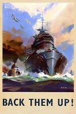 1940s Navy Battleship Poster Vintage Style WW2 Print - 24x36 picture