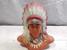 Vintage small hand painted ceramic native american chief bust picture