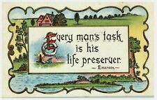1912 Greeting-Ralph Waldo Emerson-Quote-Every Man's Task-Life Preserver-Postcard picture