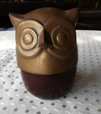 Vintage Solid Brass Great City Traders San Fransisco Owl Trinket Box picture