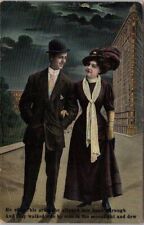 Vintage Romance Greetings Postcard Man & Woman / Street Scene / NYC 1908 Cancel picture