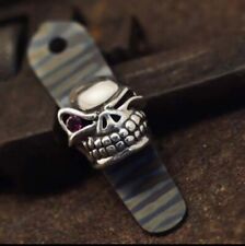 1 Pc Custom Made Silver Skull Titanium Alloy Backclip for Strider SNG/SMF Knife picture