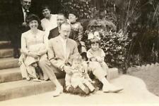 BC370 Vtg Photo FAMILY ON PORCH STEPS, TOOTHBRUSH MUSTACHE c Early 1900's picture