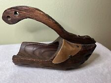 Hand Carved Wooden Dutch Shoe Wine Holder Display Carrier Barware Craft picture