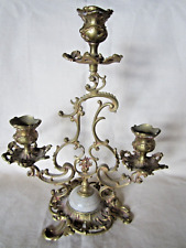 Antique Victorian Cast Baroque Bronze Marble Candle Holder Candelabra Rococo picture