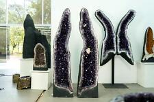 5.7 Ft Tall, 750 Lb Amethyst Cathedral Geodes Pair with AAA High-Grade Deep Purp picture