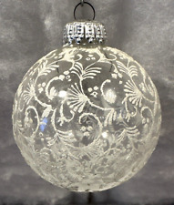 Vintage 1950s Clear Glass Christmas Ornament Floral Mica Glitter - West Germany picture
