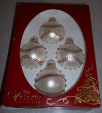 Vtg Set of 4 Glass Baseball Ornaments The Victoria Collection Original Box USA picture