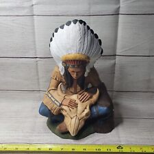 Hand painted porcelain native American Indian chief w/scull 7