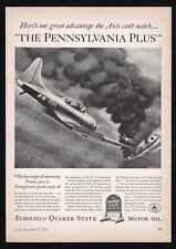 1942 Quaker State Motor Oil Axis Pennsylvania Plus Dog Fight Dive Bomb Print Ad picture
