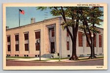 Moline Illinois IL Post Office Building Vintage Postcard 1940s Linen picture
