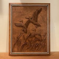 Vintage Kim Murray Wood Carving Picture.   Wild Ducks In Marsh  14.75 W 18.5 H picture