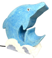 VTG 90s 3D Paper Mache Dolphin Ocean Box Light Lamp Nite Light Kids Room Office picture