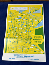 1956 Guide to Minnesota Fishing MAP w/ Rules & Regulations Backside 11.5 x 7.25